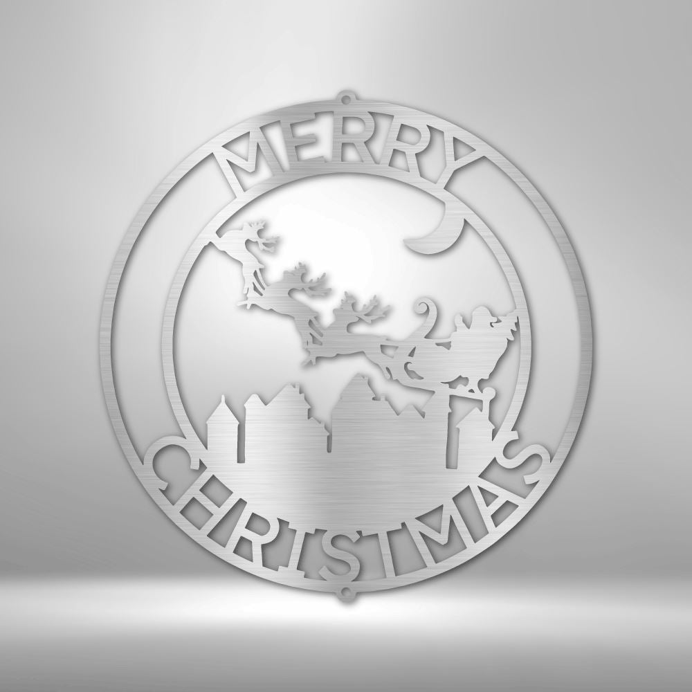 Santas Delivery Monogram - Steel Sign Holiday Wall Decor Custom Silver 12"