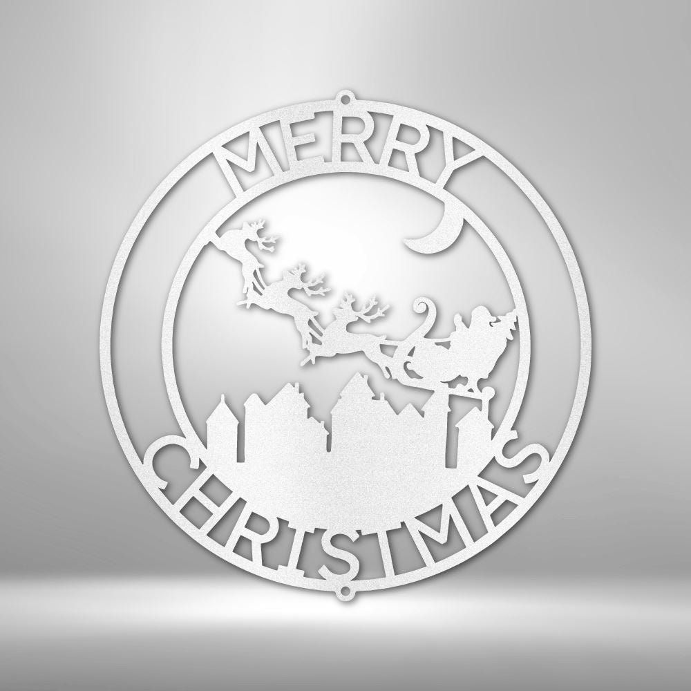 Santas Delivery Monogram - Steel Sign Holiday Wall Decor Custom White 12"