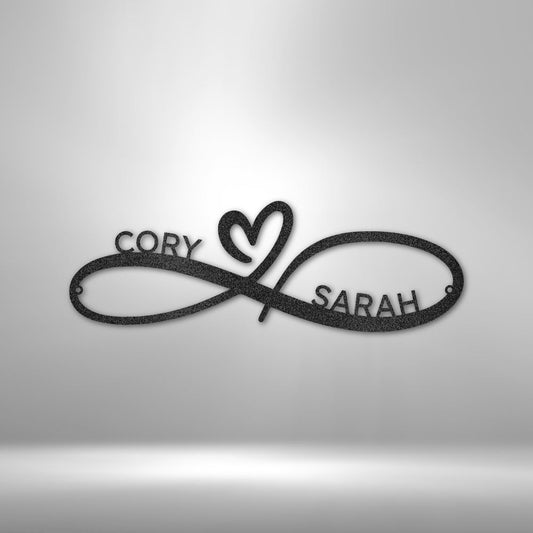 Custom Infinity Couples Monogram - Steel Sign Custom Black 12"