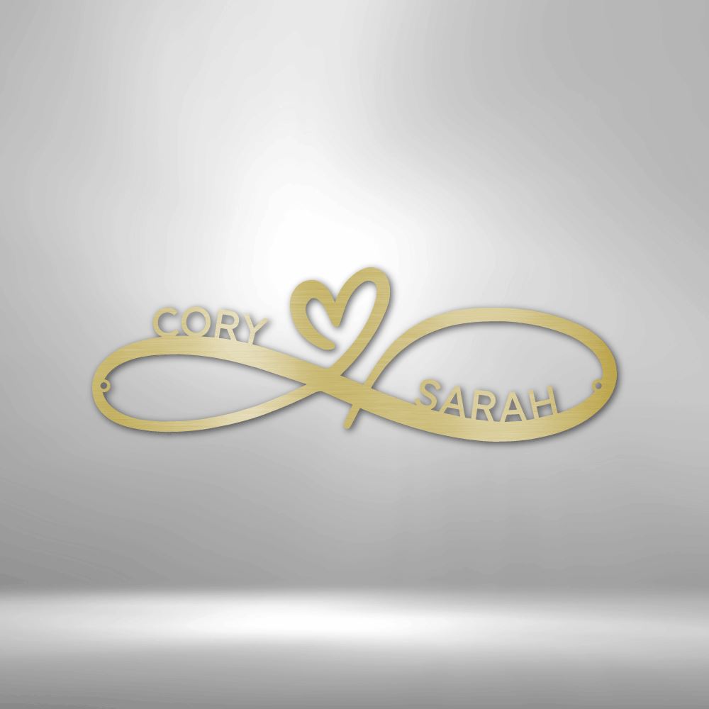 Custom Infinity Couples Monogram - Steel Sign Custom Gold 12"