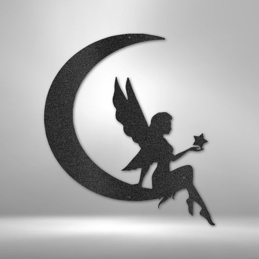 Fairy Moon - Steel Sign Wall Decor Custom Black 12"