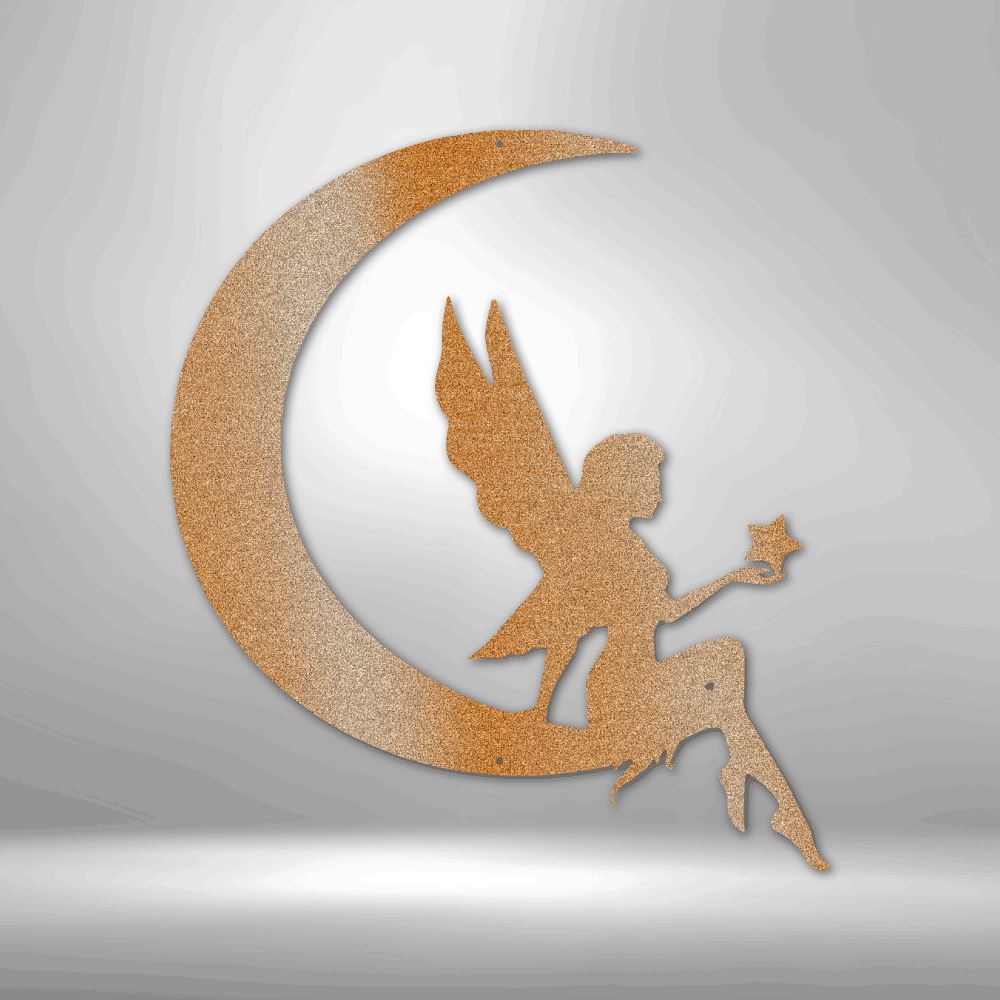 Fairy Moon - Steel Sign Wall Decor Custom Copper 12"