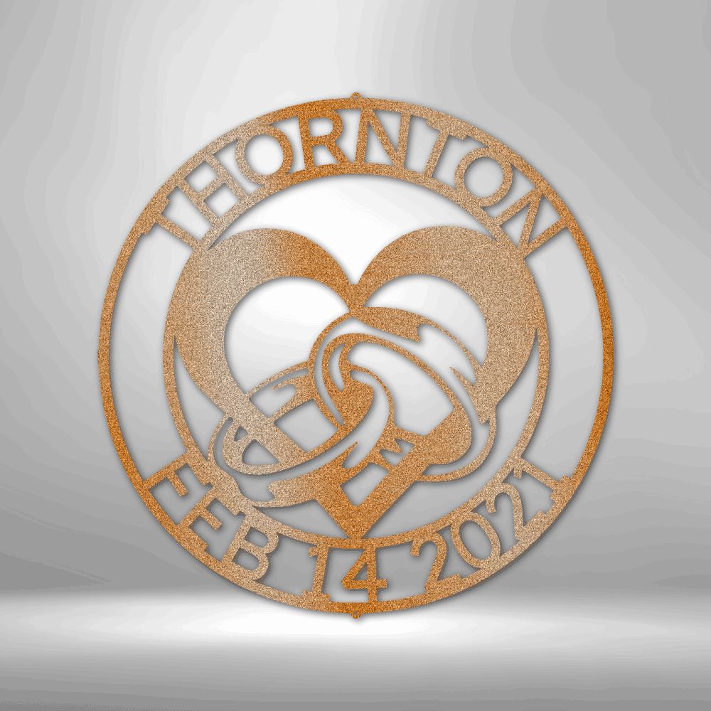 Custom Engagement Monogram - Steel Sign Wedding Wall Decor Custom Copper 12"