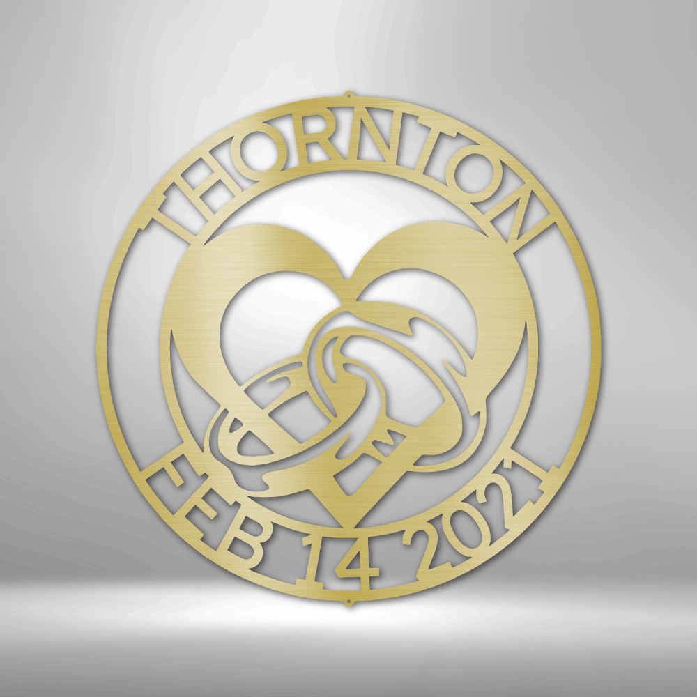 Custom Engagement Monogram - Steel Sign Wedding Wall Decor Custom Gold 12"