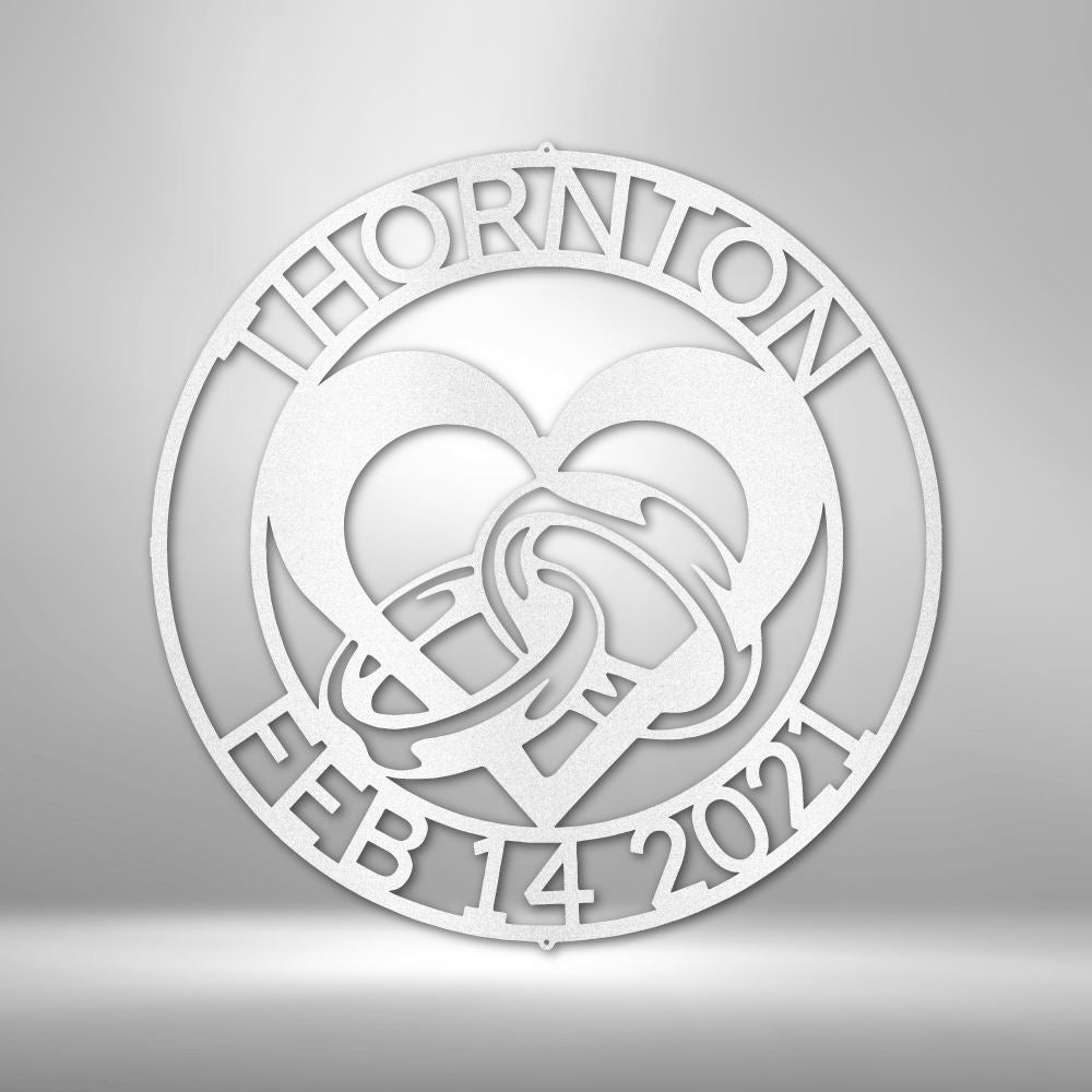 Custom Engagement Monogram - Steel Sign Wedding Wall Decor Custom White 12"