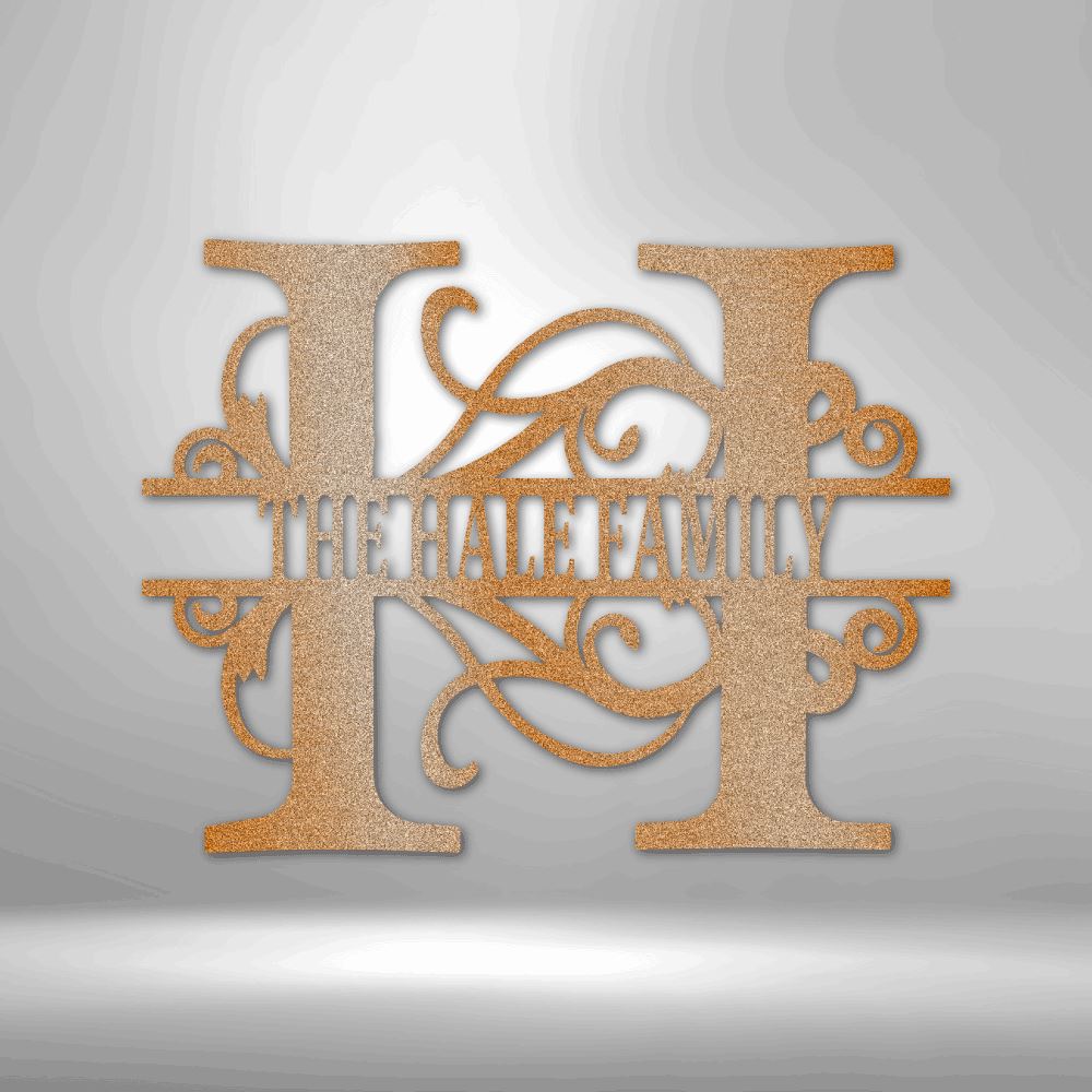 Split Letter Steel Monogram Wall Art Sign - Personalized With Your Family Name Custom Copper 15"