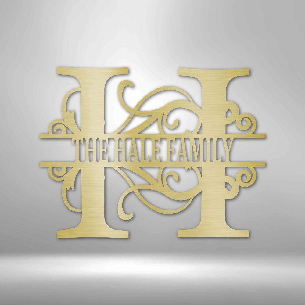 Split Letter Steel Monogram Wall Art Sign - Personalized With Your Family Name Custom Gold 15"