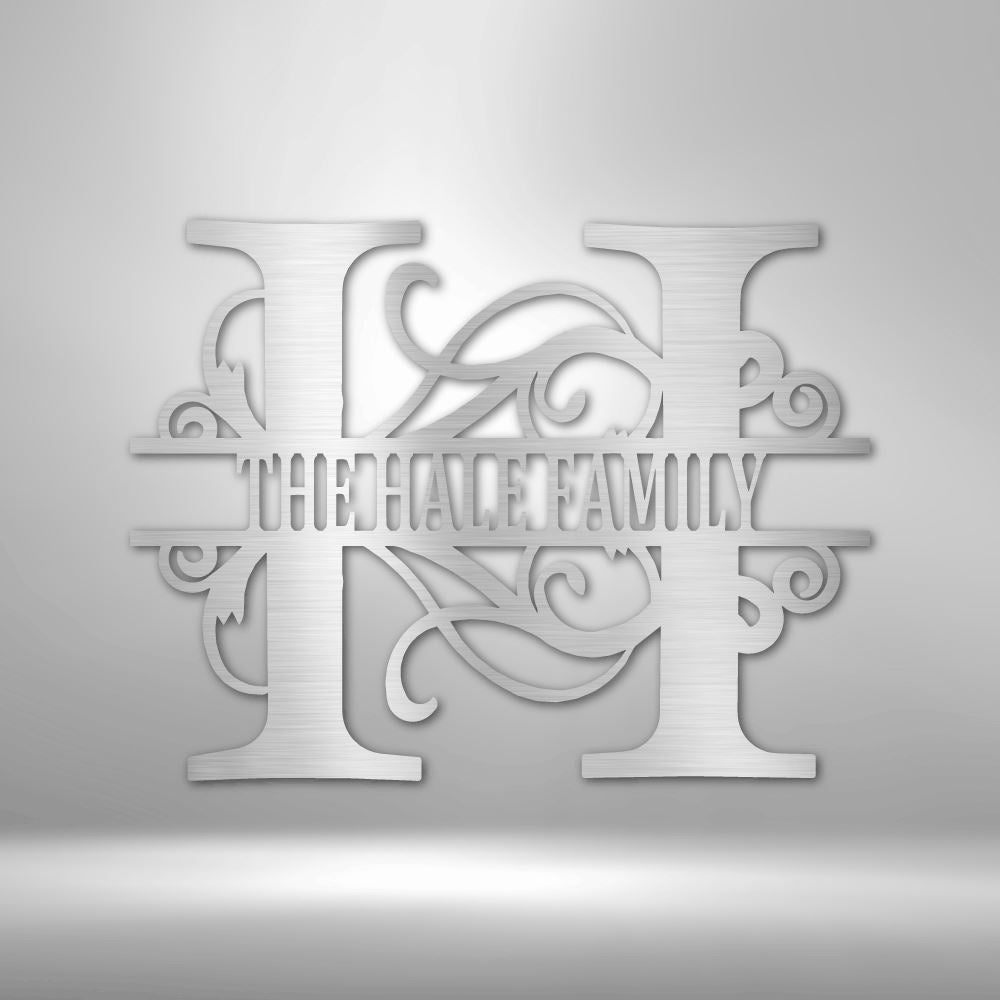Split Letter Steel Monogram Wall Art Sign - Personalized With Your Family Name Custom Silver 15"