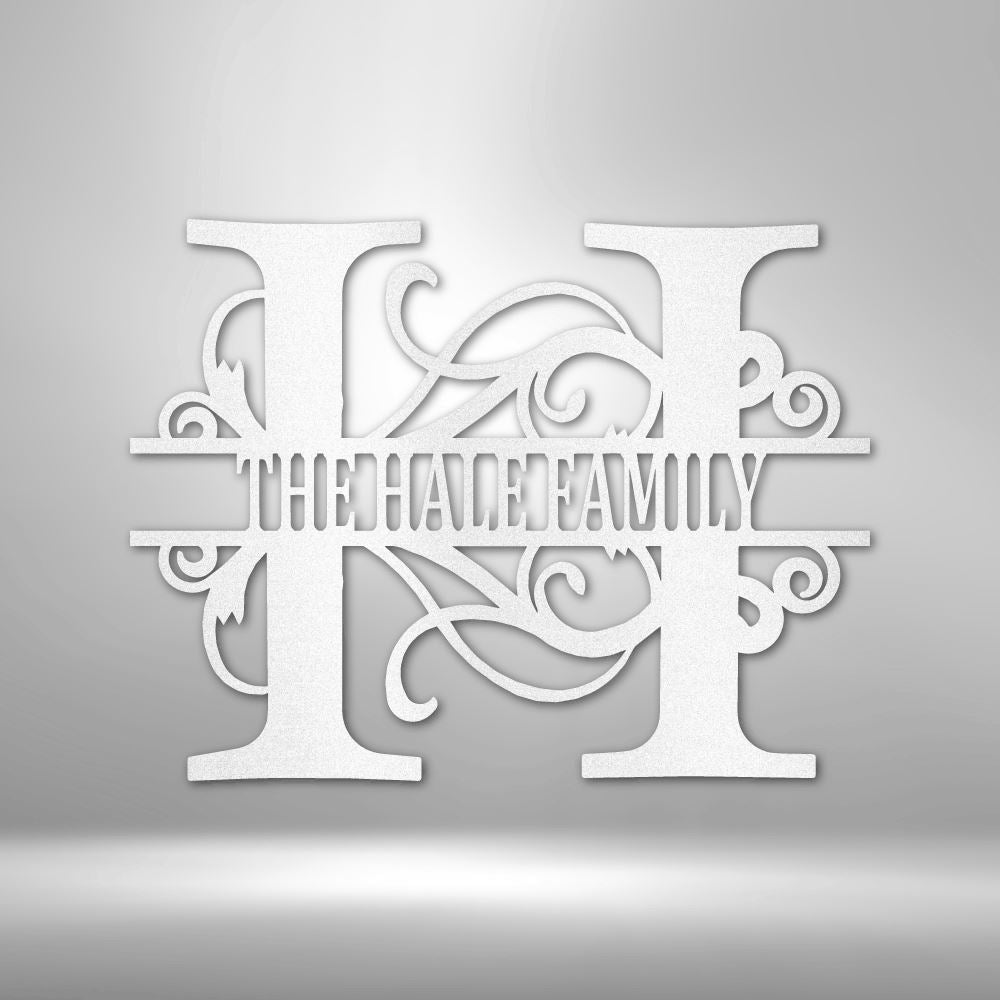 Split Letter Steel Monogram Wall Art Sign - Personalized With Your Family Name Custom White 15"