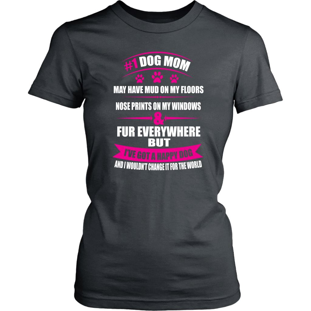 "#1 Dog Mom" - Shirts and Hoodies T-shirt District Womens Shirt Charcoal XS