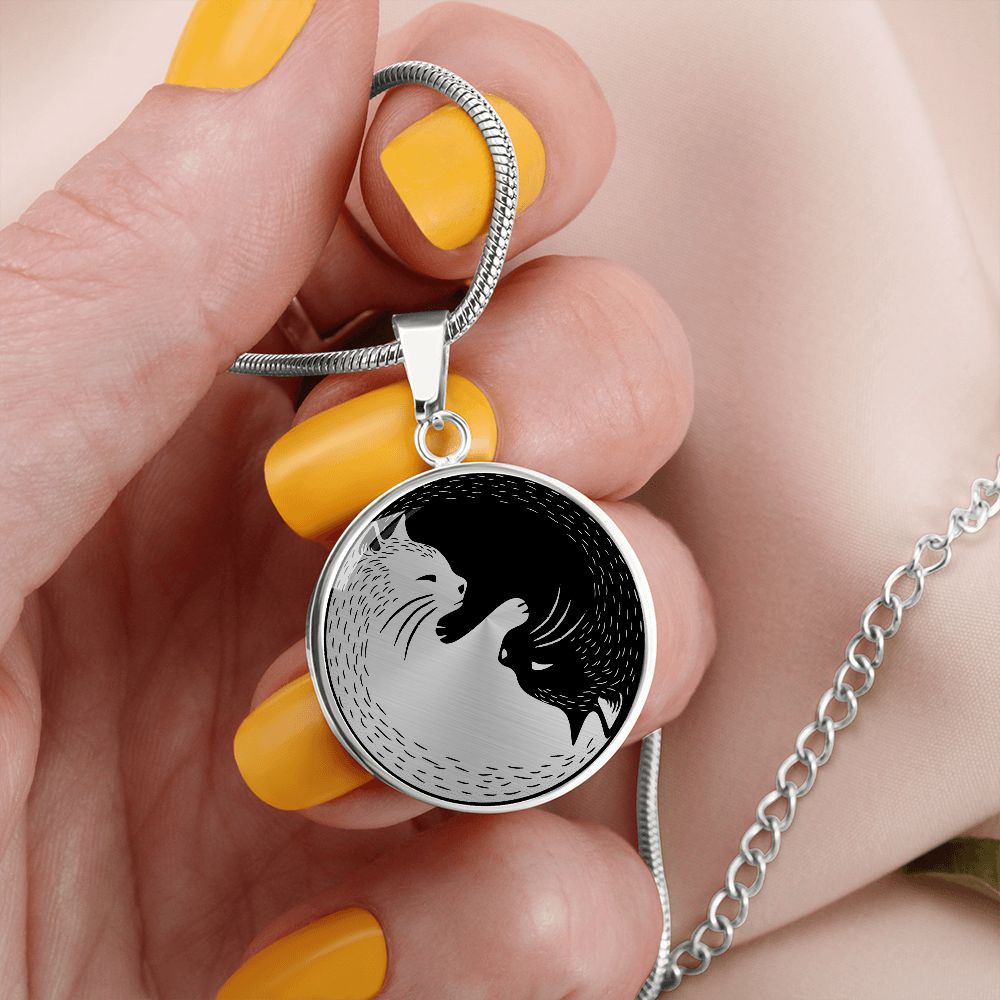 Adorable Yin Yang Cat Necklace Jewelry