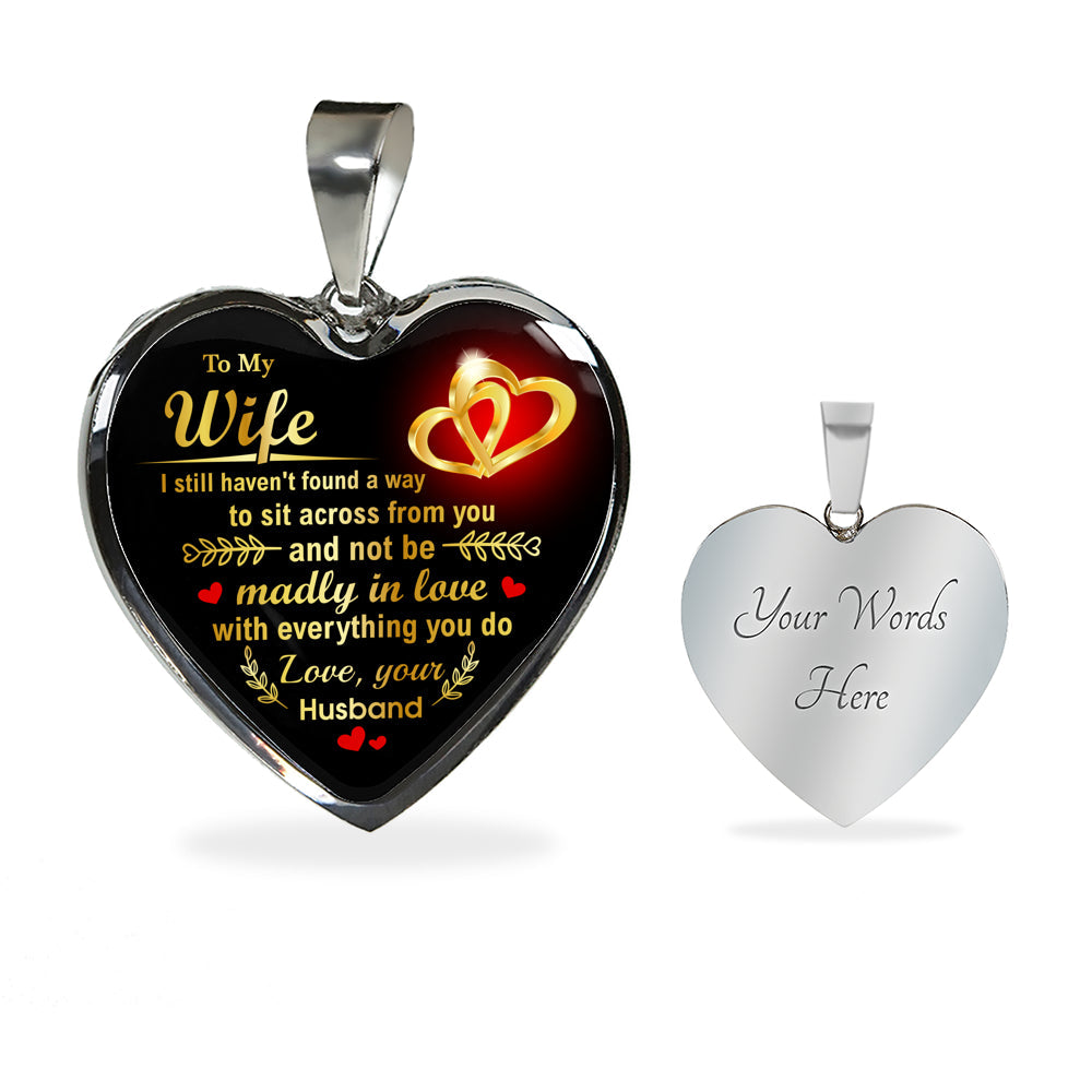 "To My Wife - Madly In Love With Everything You Do" - Heart Necklace Gift For Wife Jewelry Luxury Necklace (Silver) Yes