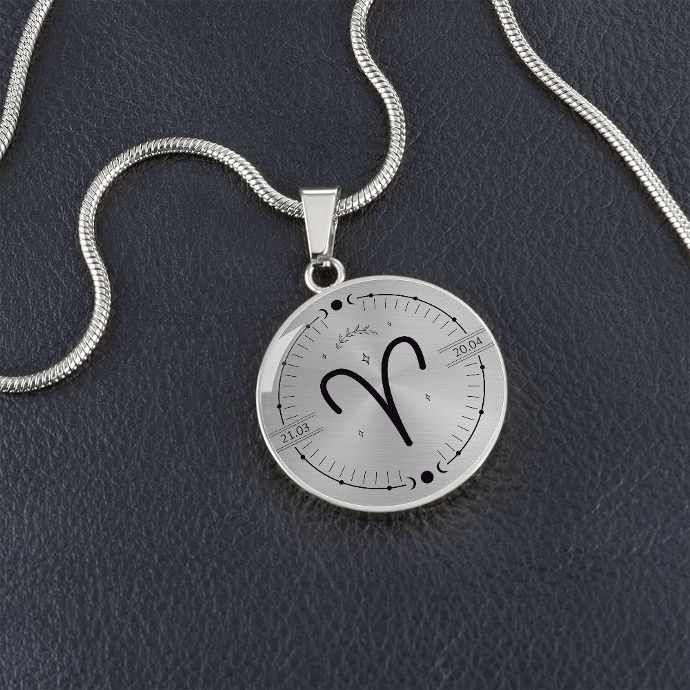 Circle Aries Zodiac Necklace Jewelry