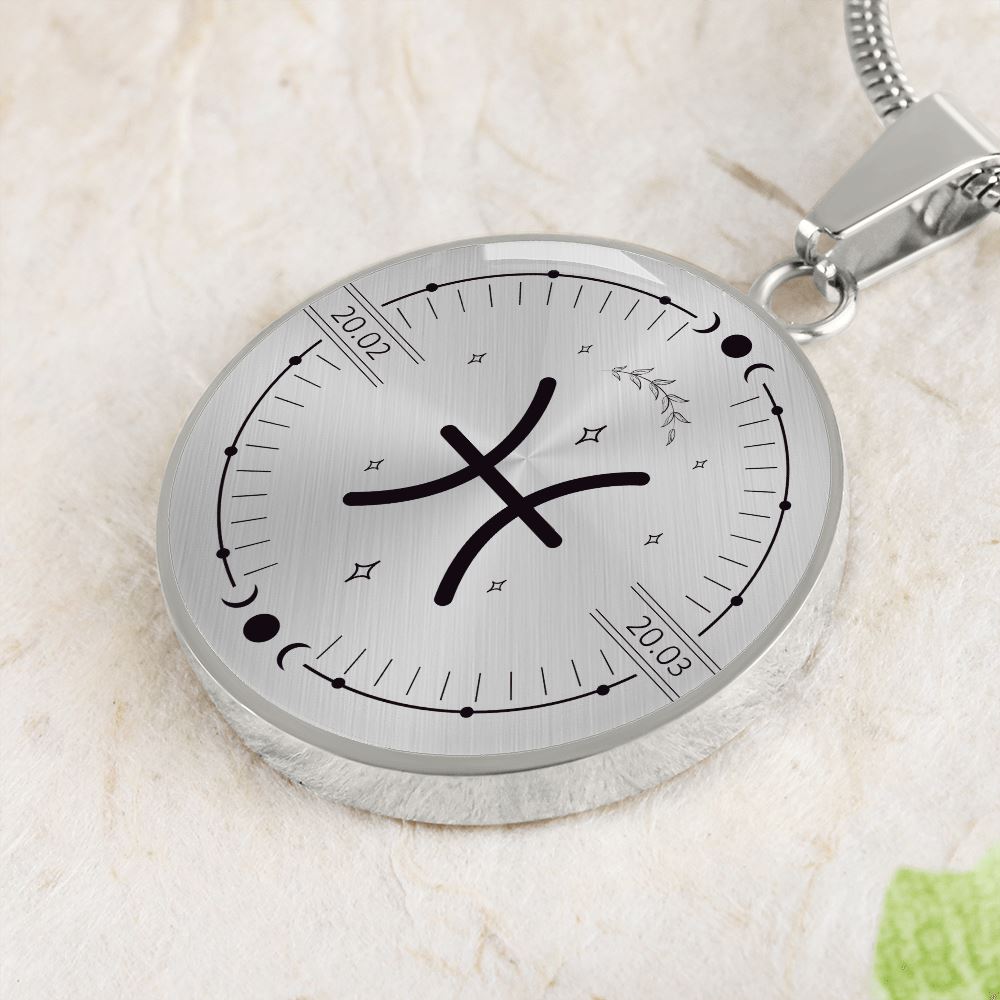 Circle Pisces Zodiac Necklace Jewelry