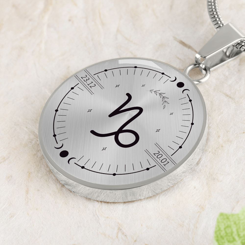 Circle Capricorn Zodiac Necklace Jewelry