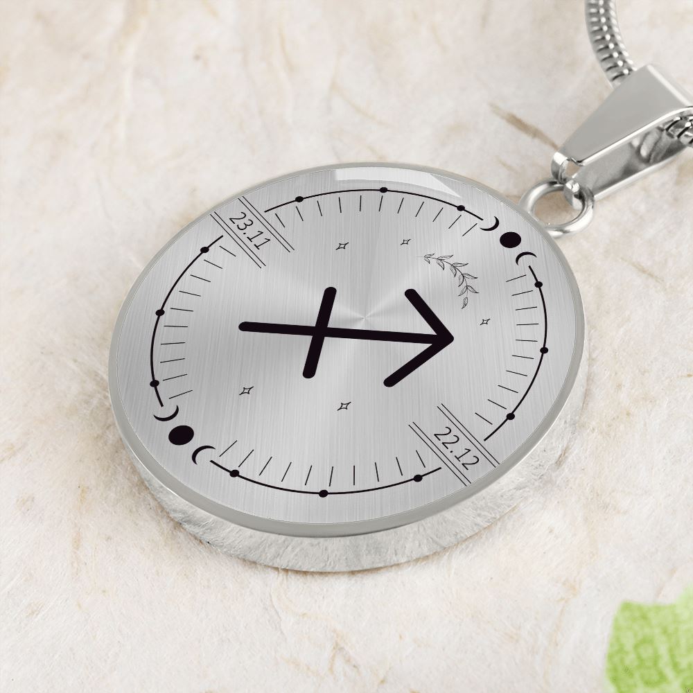 Circle Sagittarius Zodiac Necklace Jewelry