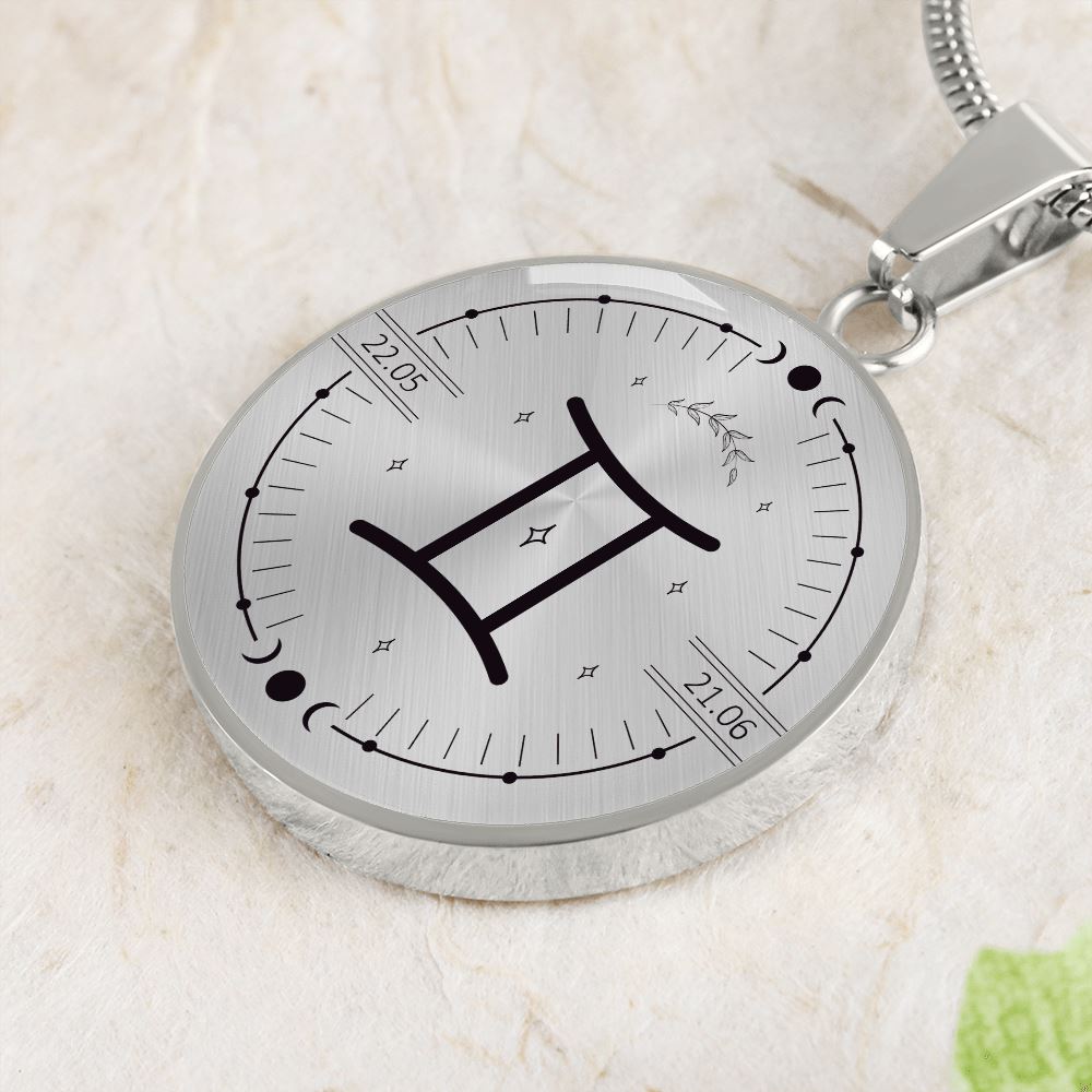 Circle Gemini Zodiac Necklace Jewelry