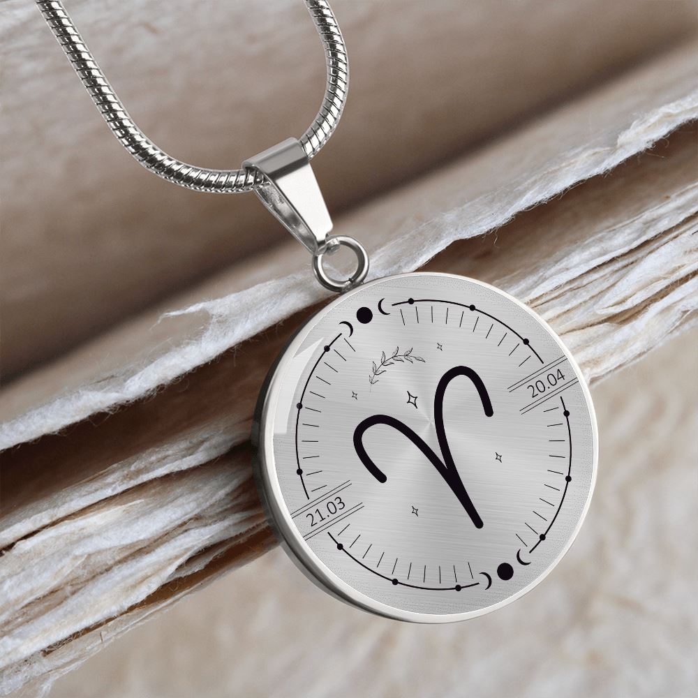 Circle Aries Zodiac Necklace Jewelry