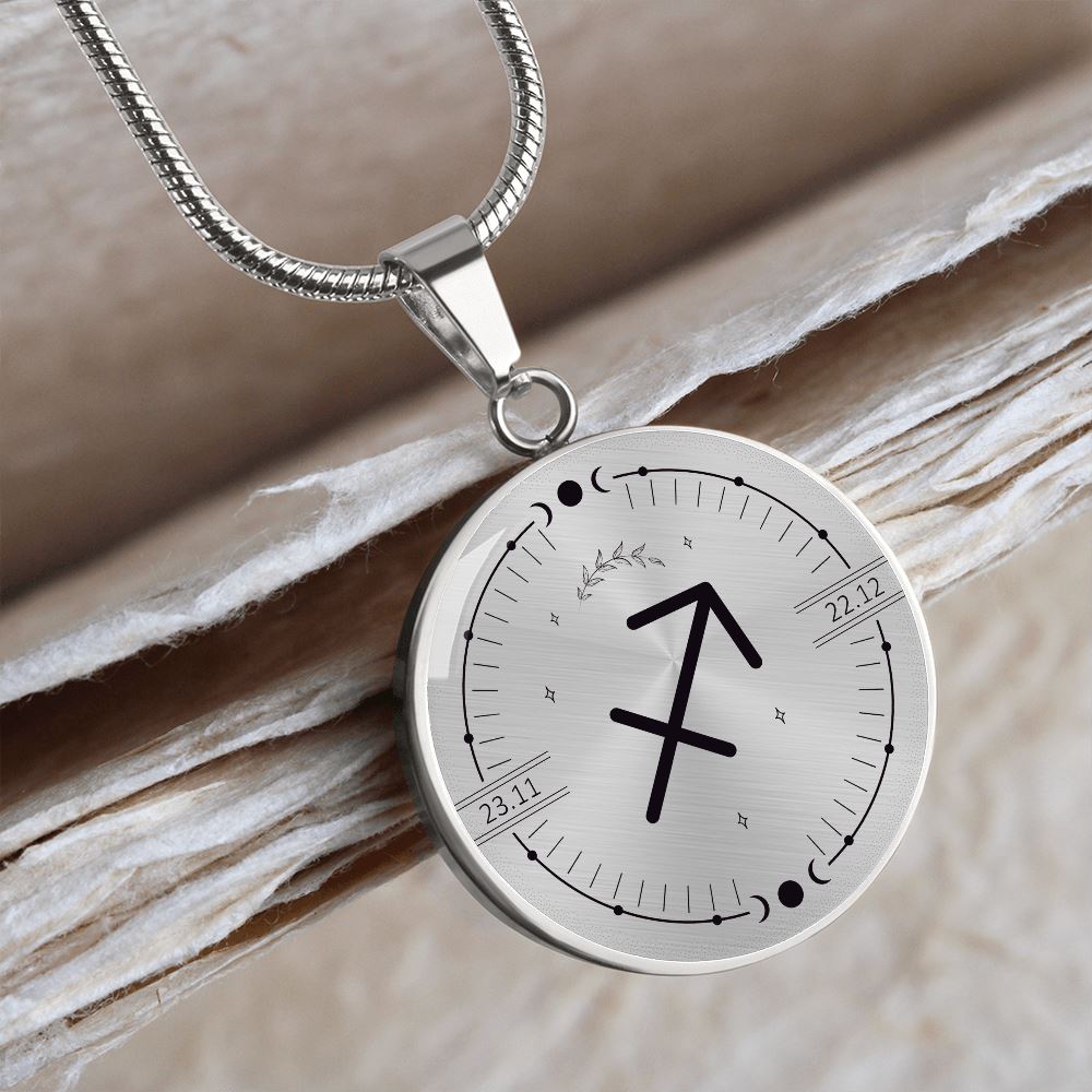 Circle Sagittarius Zodiac Necklace Jewelry