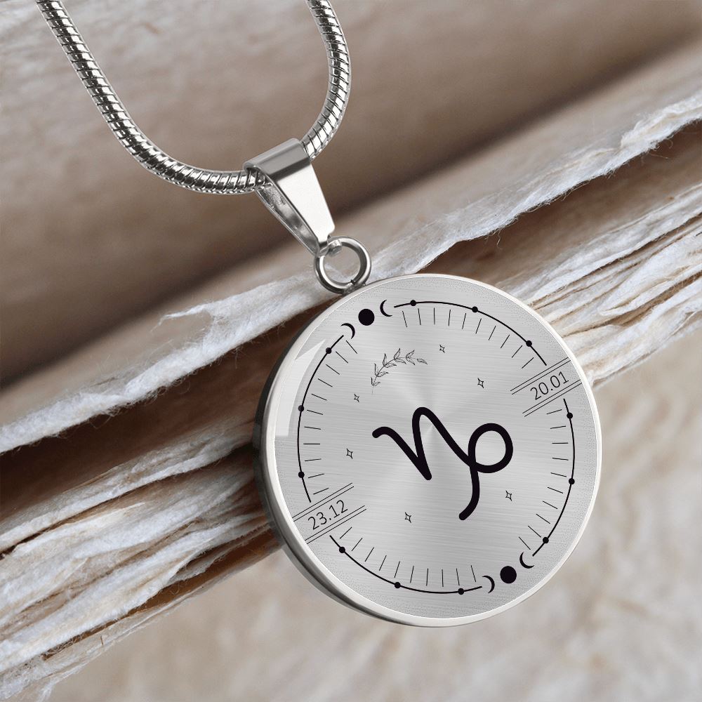 Circle Capricorn Zodiac Necklace Jewelry