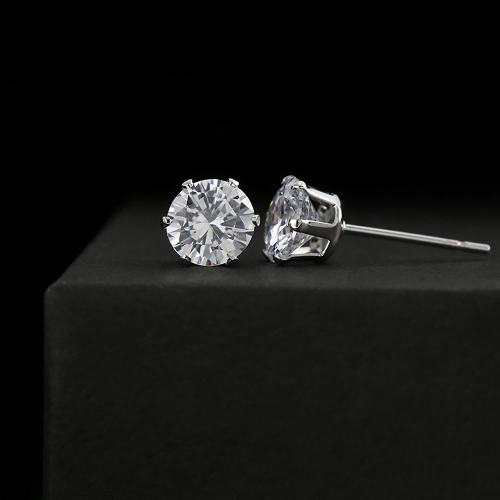 Elegant Solitaire Round-Cut Stud Earrings Jewelry