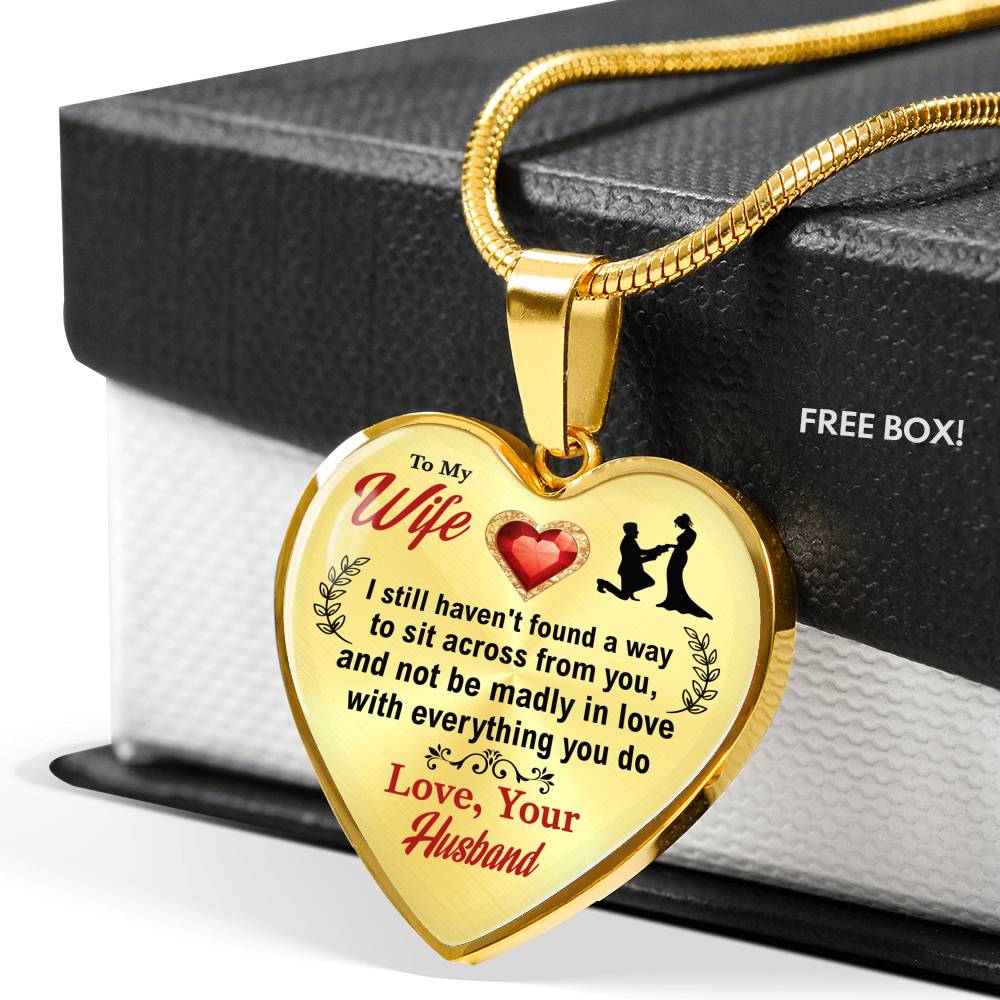 "TO MY WIFE - MADLY IN LOVE WITH EVERYTHING YOU DO" - HEART NECKLACE PENDANT GIFT FOR WIFE Jewelry