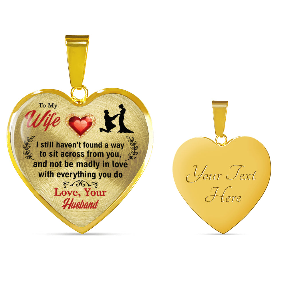 "TO MY WIFE - MADLY IN LOVE WITH EVERYTHING YOU DO" - HEART NECKLACE PENDANT GIFT FOR WIFE Jewelry Luxury Necklace (Gold) Yes