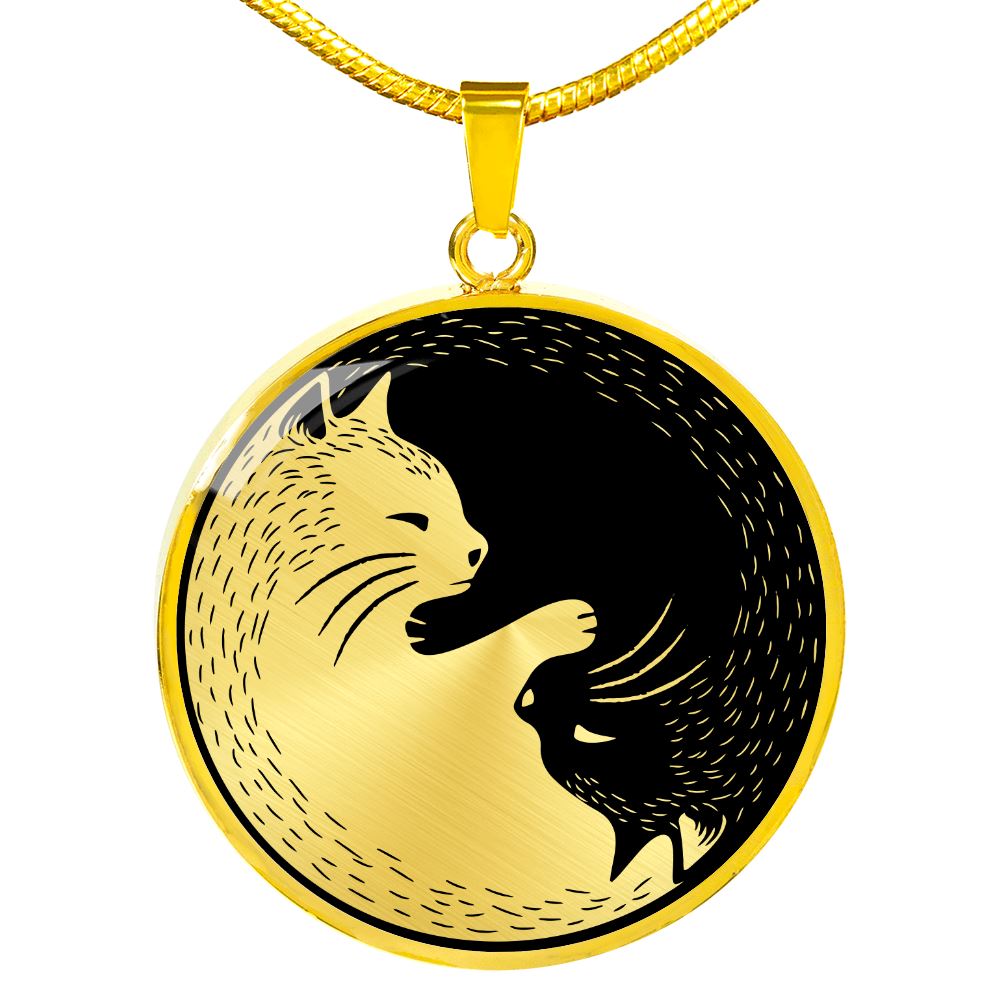 Adorable Yin Yang Cat Necklace Jewelry