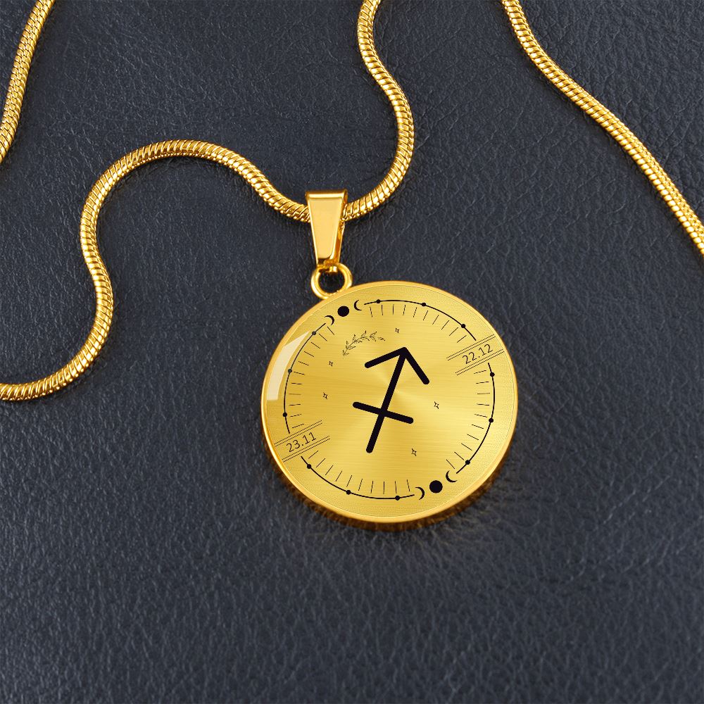 Circle Sagittarius Zodiac Necklace Jewelry