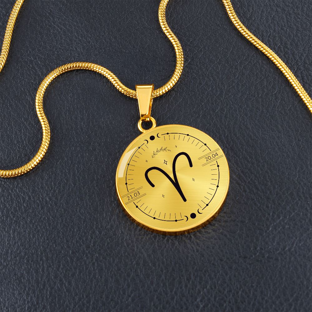 Circle Aries Zodiac Necklace Jewelry