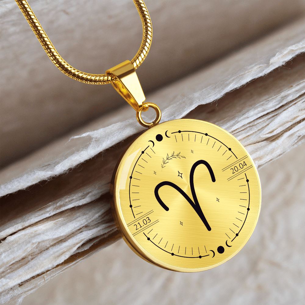 Circle Aries Zodiac Necklace Jewelry