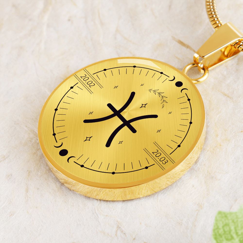 Circle Pisces Zodiac Necklace Jewelry