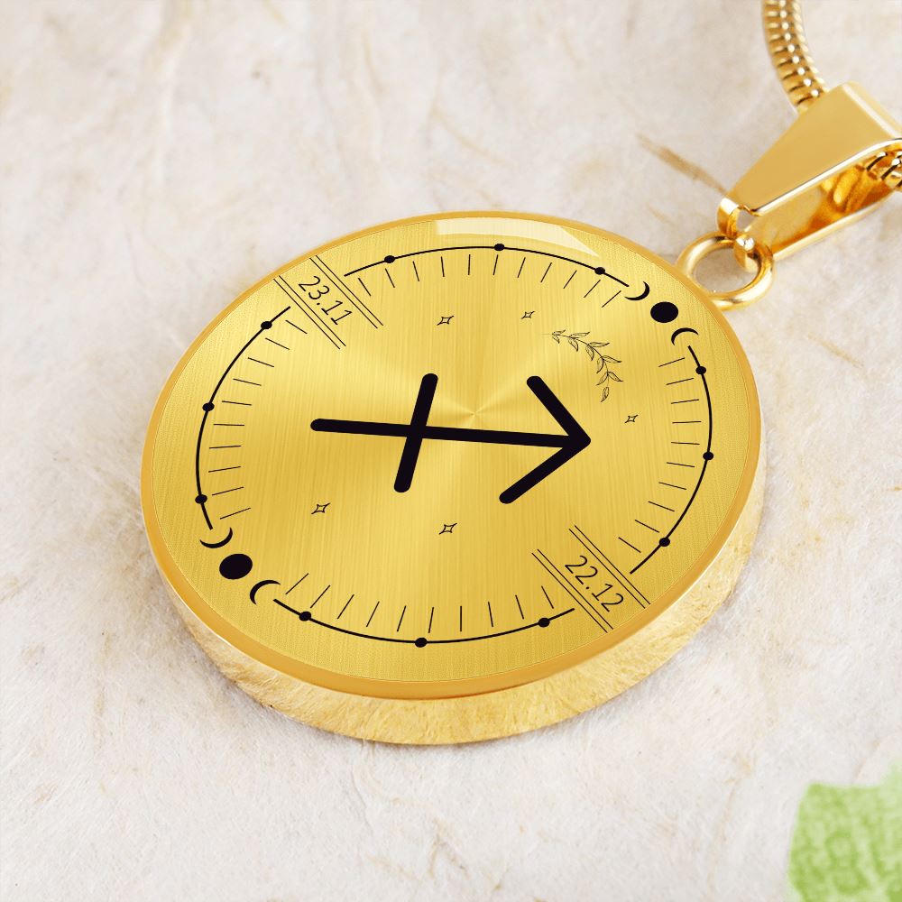 Circle Sagittarius Zodiac Necklace Jewelry