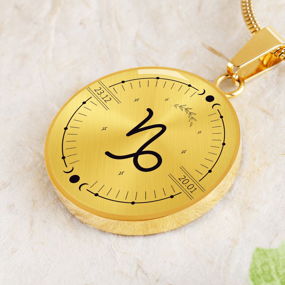 Circle Capricorn Zodiac Necklace Jewelry