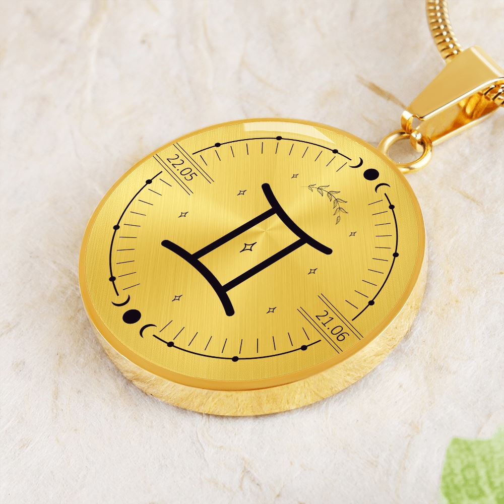 Circle Gemini Zodiac Necklace Jewelry