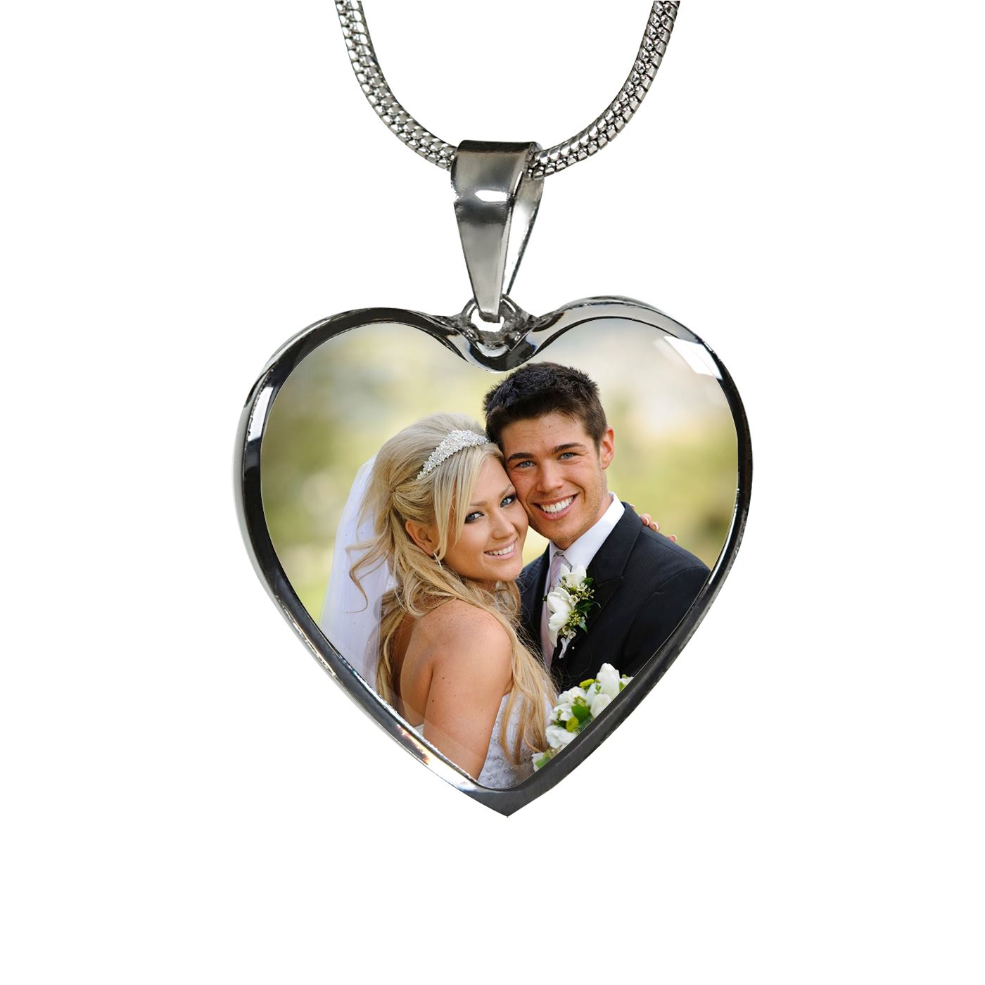 Custom Crafted Heart Shaped Wedding Or Engagement Necklace Jewelry Luxury Necklace (Silver) No