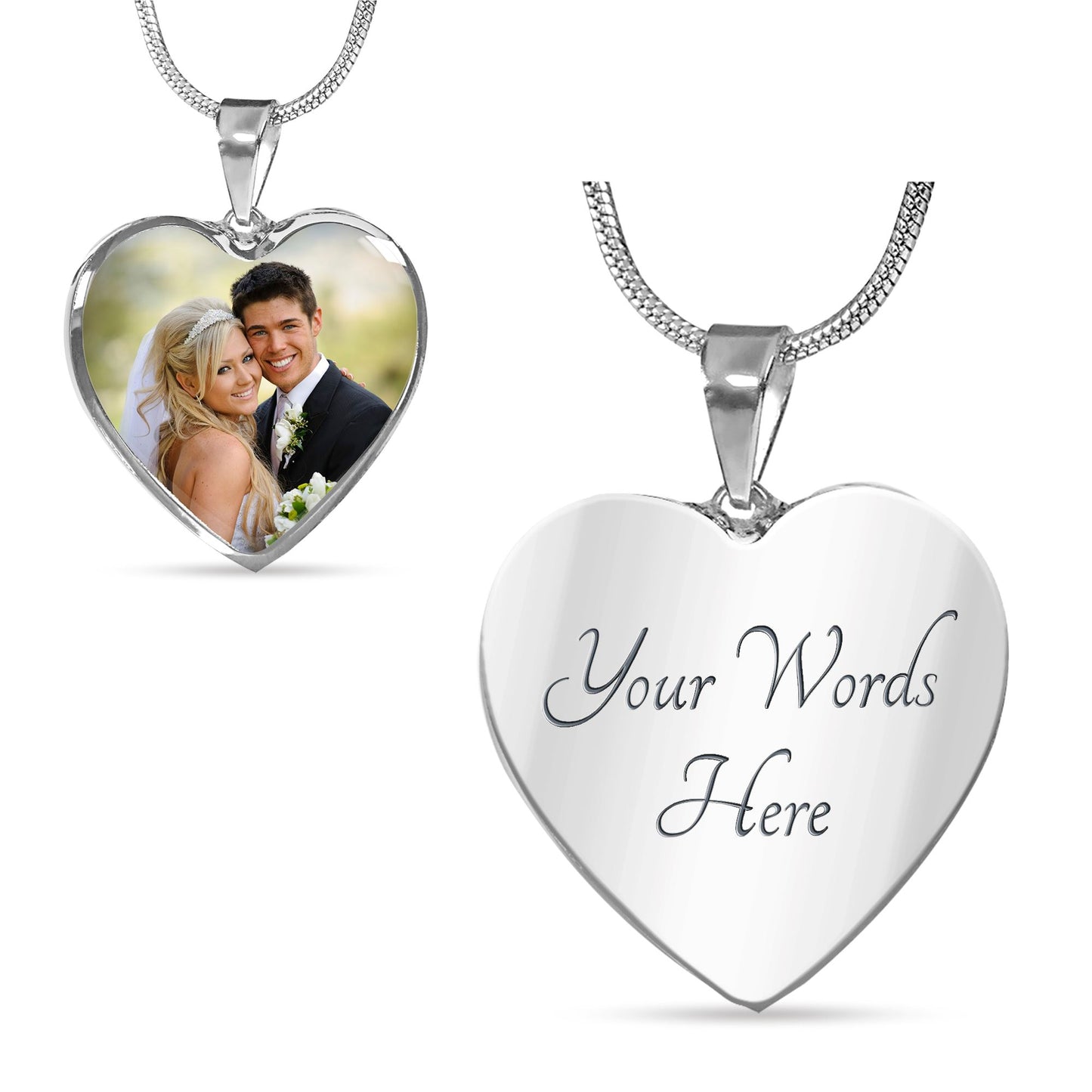 Custom Crafted Heart Shaped Wedding Or Engagement Necklace Jewelry Luxury Necklace (Silver) Yes