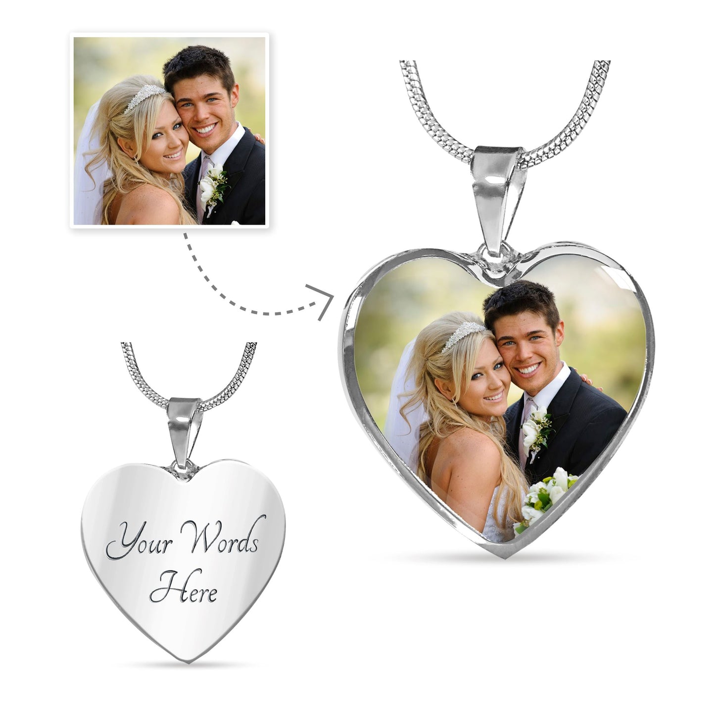 Custom Crafted Heart Shaped Wedding Or Engagement Necklace Jewelry