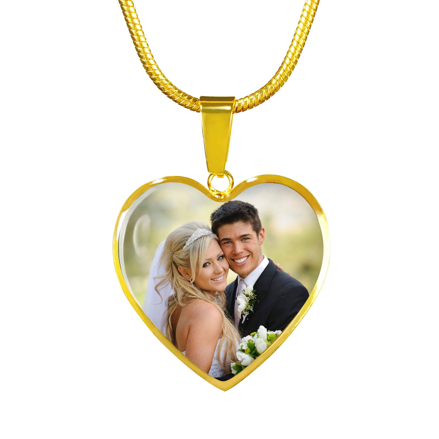 Custom Crafted Heart Shaped Wedding Or Engagement Necklace Jewelry Luxury Necklace (Gold) No