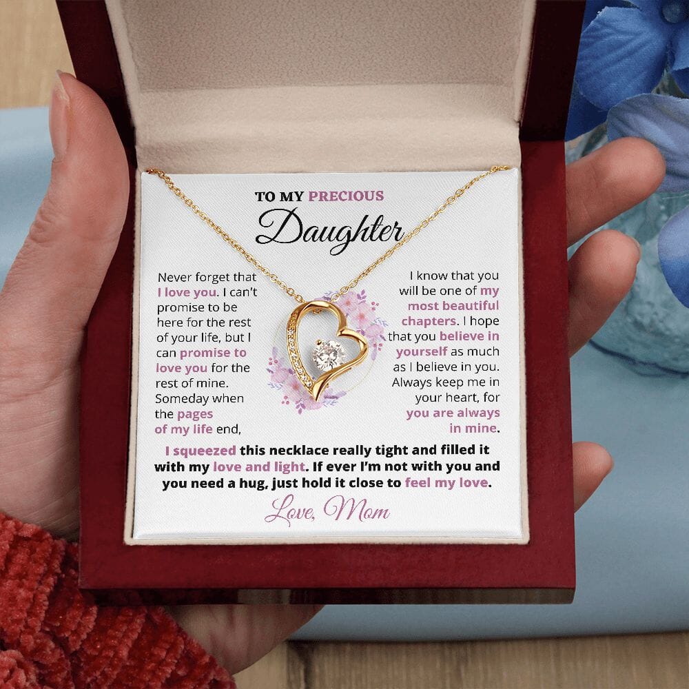Gift For Precious Daughter "Always Keep Me In Your Heart" Love Mom Heart Necklace Jewelry