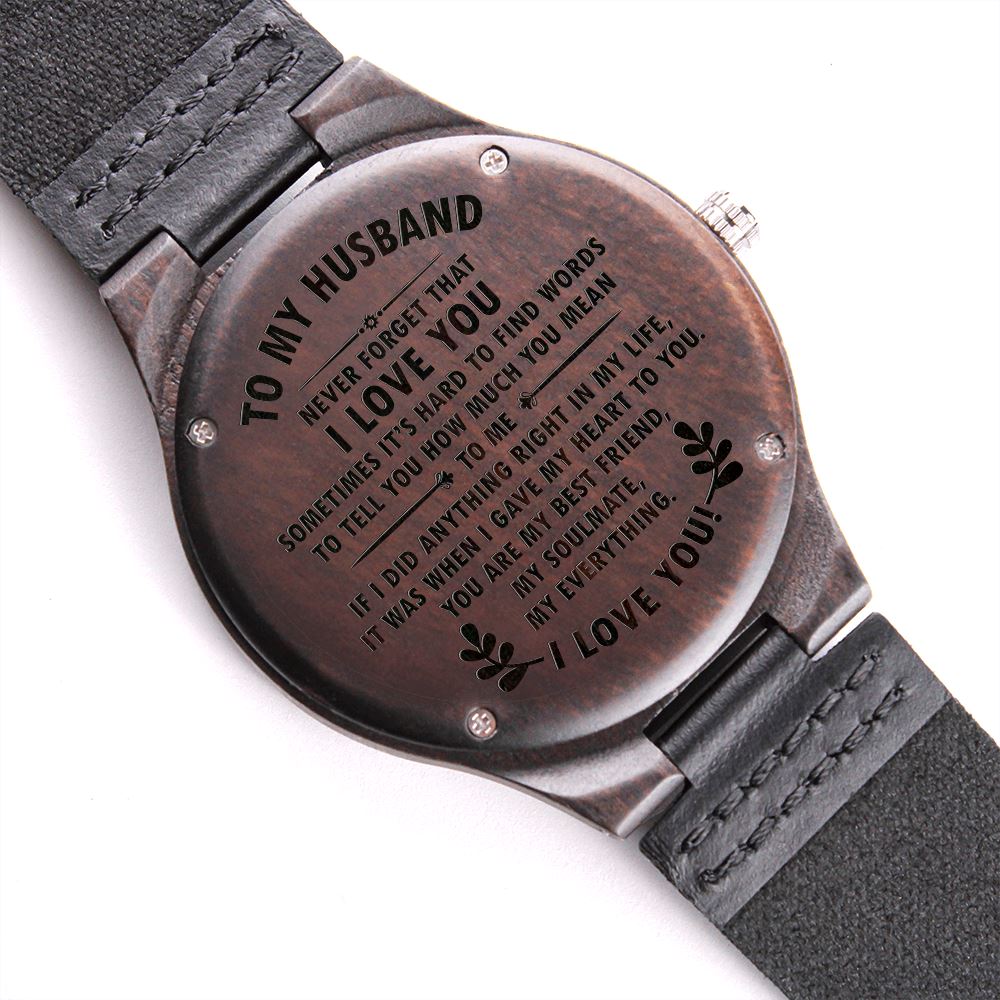 Gift for Husband "Never Forget That I Love You" Wood Watch Watches Standard Box