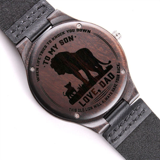 Gift for Son "This Old Lion" Wood Watch Watches Standard Box