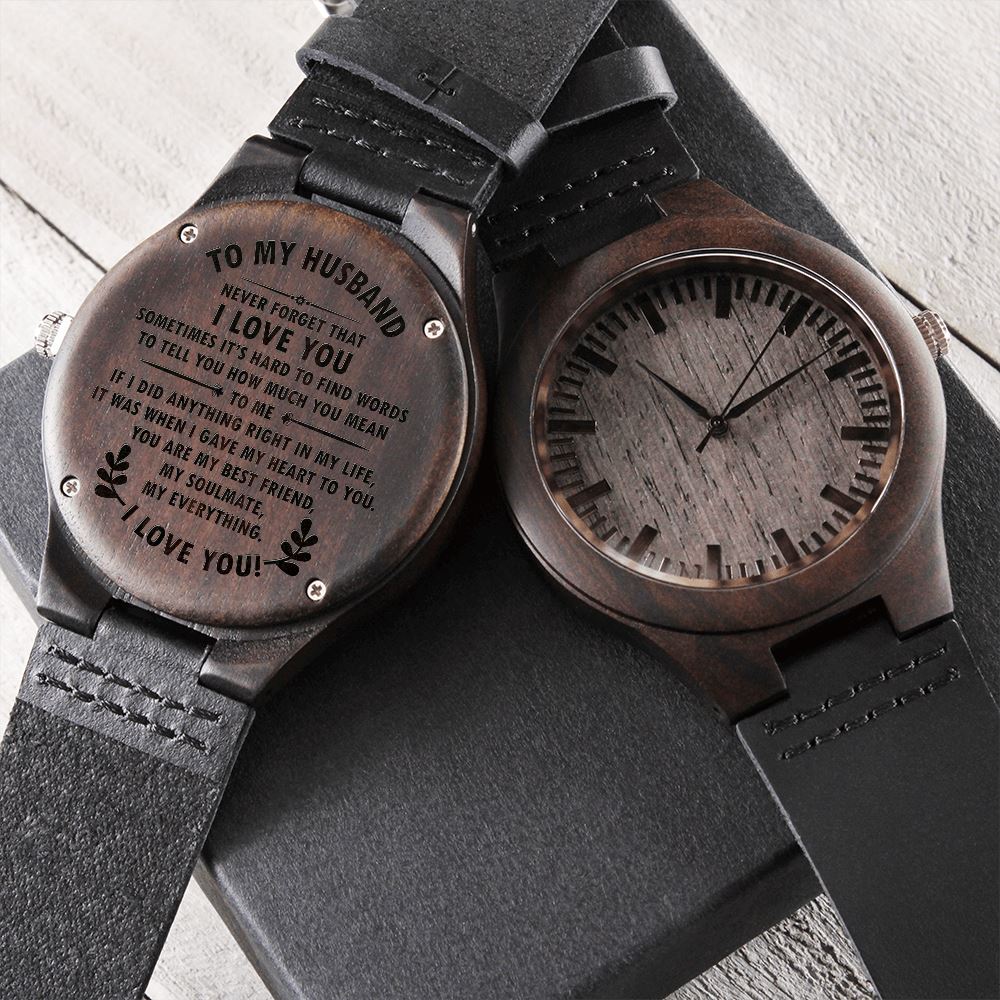 Gift for Husband "Never Forget That I Love You" Wood Watch Watches