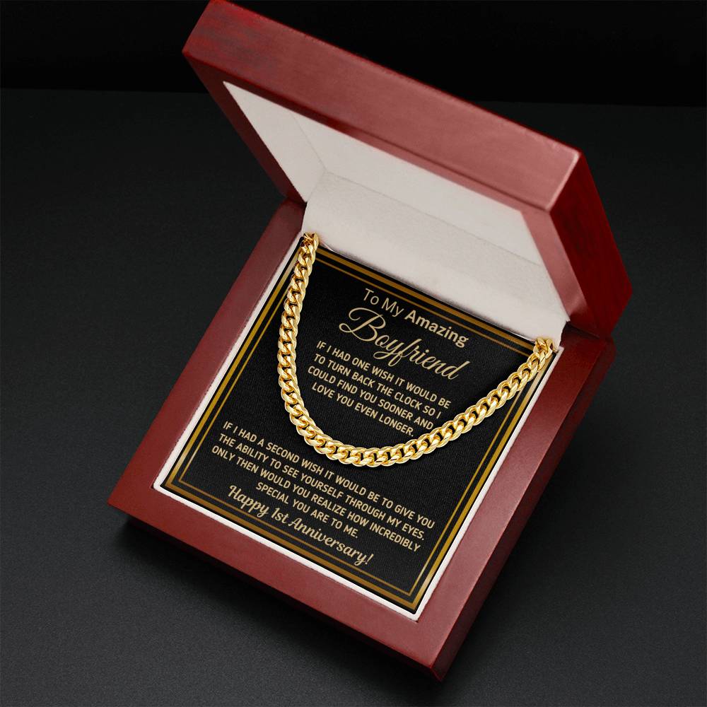 Gift for Boyfriend - "Happy 1st Anniversary" Chain Necklace Jewelry