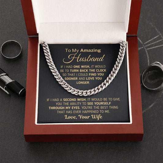 Gift for Husband - If I Had One Wish Jewelry Cuban Link Chain (Stainless Steel)