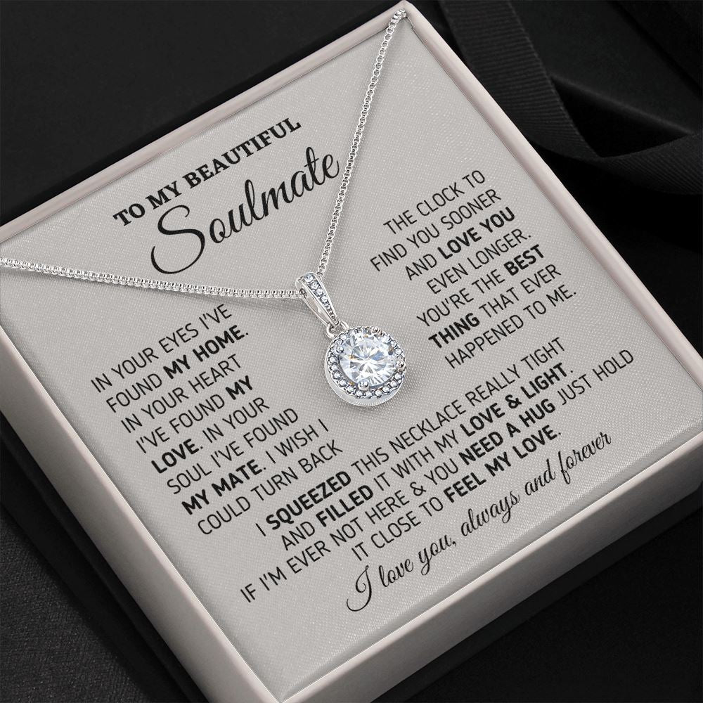 Gift for Soulmate "My Home, My Love, My Mate" Necklace Jewelry Two-Toned Gift Box