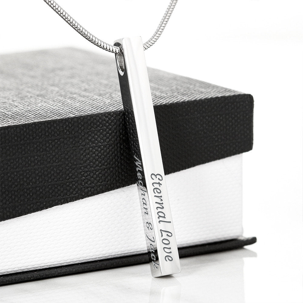 Personalized Engravable Stainless Steel or Gold Vertical Bar Necklace Jewelry