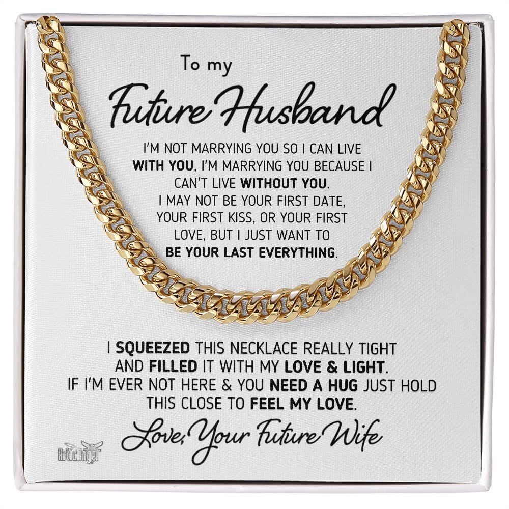 Gift For Husband "Your Last Everything" Necklace Jewelry 14K Yellow Gold Finish Two-Toned Gift Box