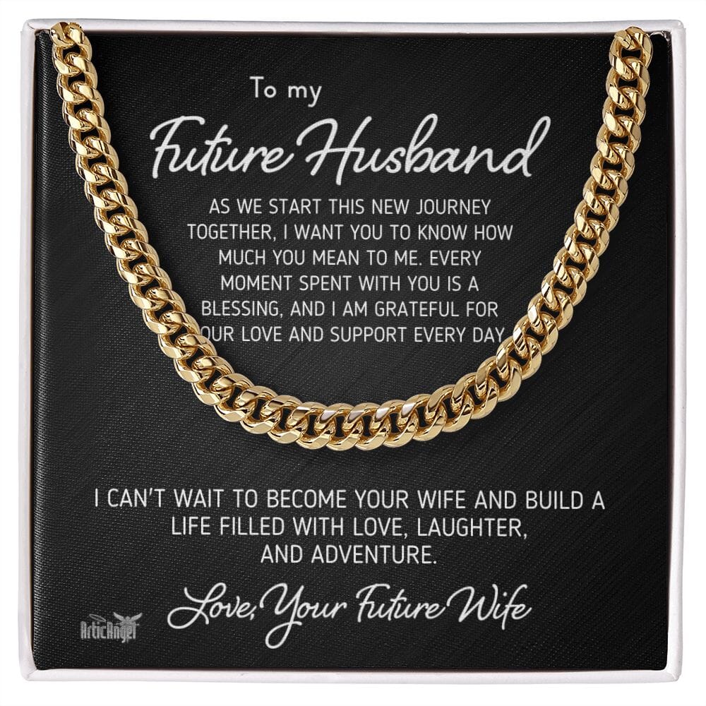 Gift For Future Husband "As We Start Our Journey Together" Necklace Jewelry 14K Yellow Gold Finish Two Toned Box