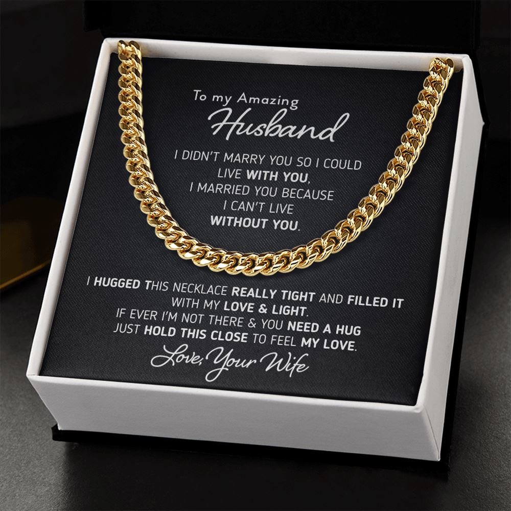 Gift for Husband "I Can't Live Without You" Necklace Jewelry